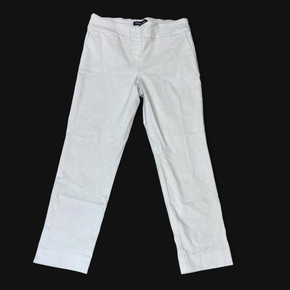 Y2K Black White Polka Dot Cropped Pull On Ankle Pants Petite M Office Siren